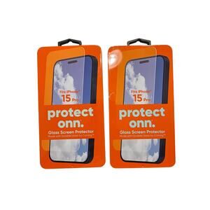 2 Pack - onn. Corning Glass Screen Protector for 15 Pro - New